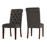 Homelegance By Top-Line Dafne Tufted Rolled Back Parsons Chairs (Set of 2) Brown Rubberwood