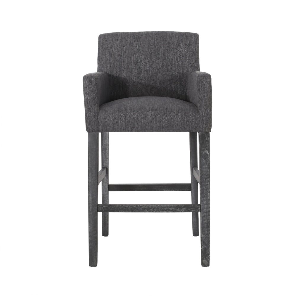 English Elm Upholstered Counter Stools Set of Two with Armrests Rubberwood Base Kitchen Island 71253.00CHAR