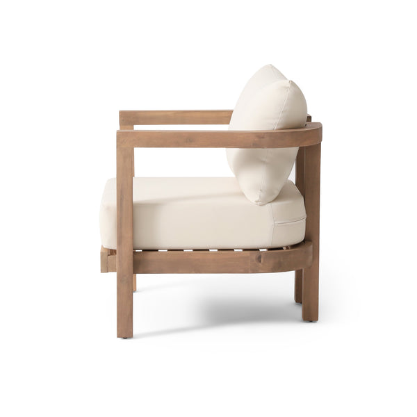 English Elm Christopher Knight Home® - Patio 3-Piece Acacia Wood Club Chair Set with Table, Plush Beige Cushions, Durable Outdoor Style N780P7230306