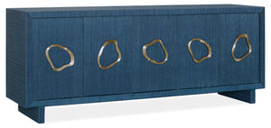 Hooker Furniture Commerce and Market Paige Raffia Wrapped Credenza with Sculptural Pewter Hardware 7228-85150-45