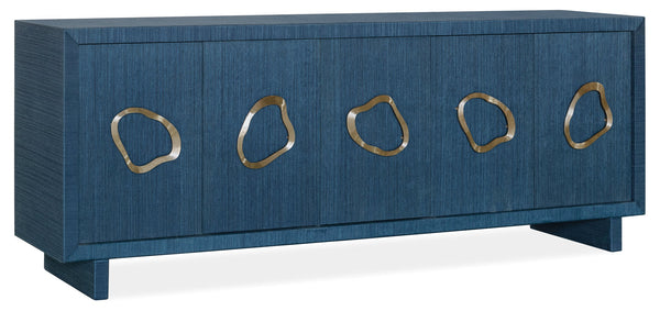 Hooker Furniture Commerce and Market Paige Raffia Wrapped Credenza with Sculptural Pewter Hardware 7228-85150-45