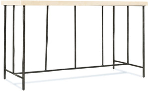 Hooker Furniture Driftwood Natural Stone Writing Desk With Textured Metal Base — Warm Gray, Sculptural Modern-Rustic Workstation 6820-10458-00