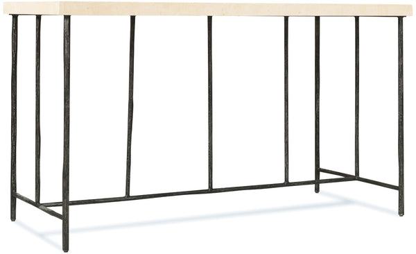 Hooker Furniture Driftwood Natural Stone Writing Desk With Textured Metal Base — Warm Gray, Sculptural Modern-Rustic Workstation 6820-10458-00