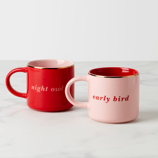 Lenox Kate Spade Early Bird & Night Owl Mugs, Set of 2 Pink, NO COLOR STONEWARE 897461