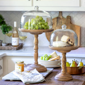 Elevated Wood Server with Glass Dome, 20" EAW36154 Park Hill