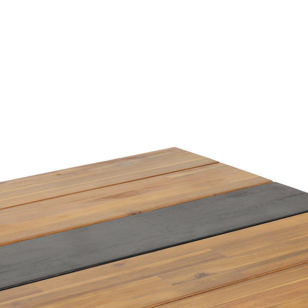 English Elm Lindsey Acacia Wood and Steel Dining Table Seats Six with Slatted Industrial Design 71985.00