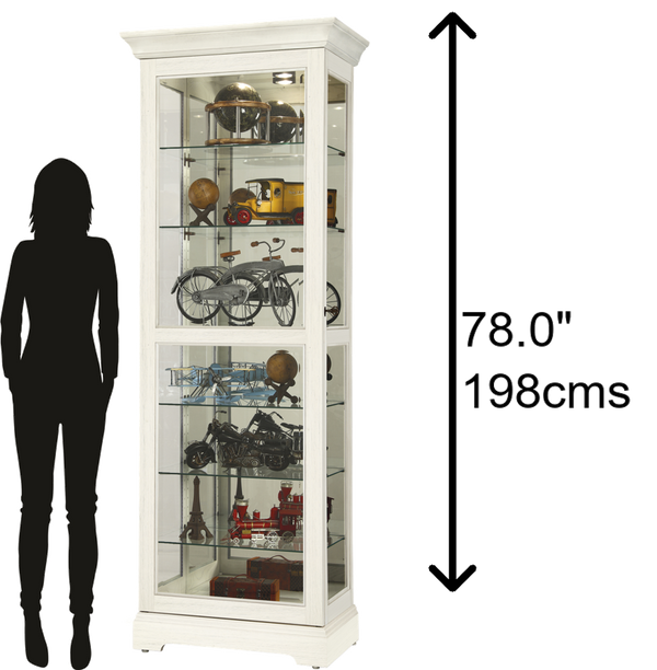 Hekman Furniture 680636 Howard Miller Martindale V Curio Cabinet - Elegant Glass Display With Adjustable Shelves & Lighting Aged Linen Martindale V Curio Cabinet 680636