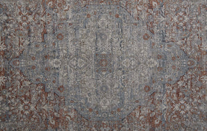 Feizy Rugs Marquette Medallion Rug – Elegant Power-loomed Design, Stain-resistant, Easy Care For High Traffic Areas Gray,Ivory,Orange Polyester,Acrylic Mrq3778frstbluj00