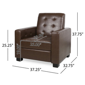 English Elm Christopher Knight Home® - RECLINER ergonomic PU leather lounge chair with plush padding and supportive design for home comfort and style Dark Brown 71978.00PUDBRN