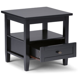 English Elm Warm Shaker Solid Wood 20” Wide End Table In Elegant Black Finish - Stylish Storage & Versatile Design B136P159701-GIGA