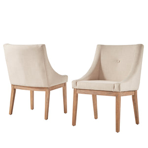 Homelegance By Top-Line Marsean Button Tufted Slope Arm Linen Dining Chairs (Set of 2) Natural Rubberwood