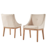 Marsean Button Tufted Slope Arm Linen Dining Chairs (Set of 2)