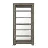 Modern Wood Framed 5-Shelf Sliding Door Curio with LED Light