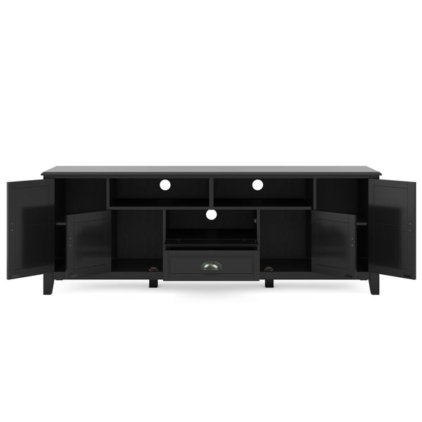 English Elm Burlington 72" Solid Wood Tv Media Stand - Elegant Black Finish With Storage & Cord Management Features B136P159513
