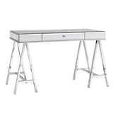 Allana 1-Drawer Mirrored Chrome Sawhorse Desk