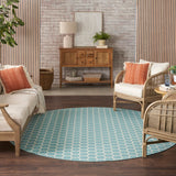 Nourison Reversible Indoor Outdoor RVB01 Machine Made Loom-woven Borderless Design Indoor/Outdoor Modern Outdoor Rug Aqua, Aqua 89% Polypropylene,11% Polyester 99446973825