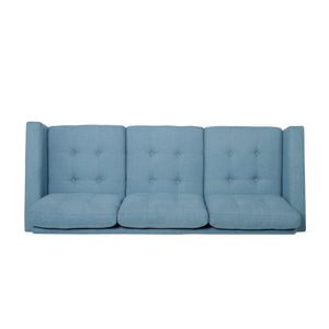 English Elm Jenny Button Tufted Waffle Stitch Fabric Sofa with Tapered Rubberwood Legs for Living Rooms 66890.00ABLU_66890.00BBLU