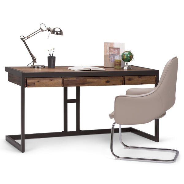 English Elm Erina Rustic Natural Aged Brown Desk – Handcrafted Acacia Wood With Industrial Metal Frame For Home Office B136P158622
