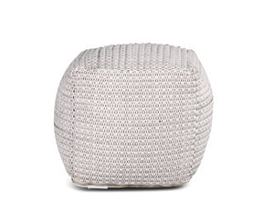 English Elm Steve Silver - Hakim - Square Handwoven Woolen Pouf - White