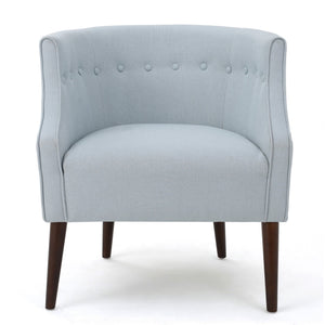 English Elm Club Chair Barrel Silhouette Button Tufted Fabric Accent Seat with Tapered Birch Legs 60007.00LSKY