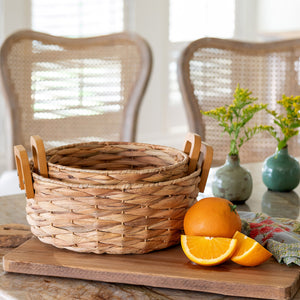 Woven Water Hyacinth Round Serving Basket EAW20616 Park Hill