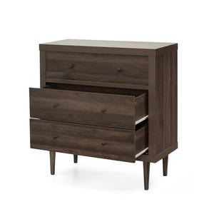 English Elm Christopher Knight Home® - NORDIC Mid-Century 3-Drawer Chest with Faux Wood Finish, Rubberwood Legs and Sleek Storage Appeal Walnut 71144.00WALN