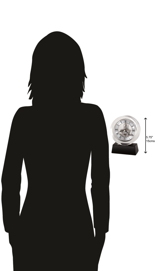 Hekman Furniture 645758 Elegant Crystal Table Clock With Black Base – Contemporary Design For Home & Office Decor  Fusion Tabletop Clock 645758