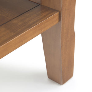 English Elm Acadian Solid Wood Narrow Side Table With Two Open Shelves - Stylish Light Brown Accent Table B136P159401