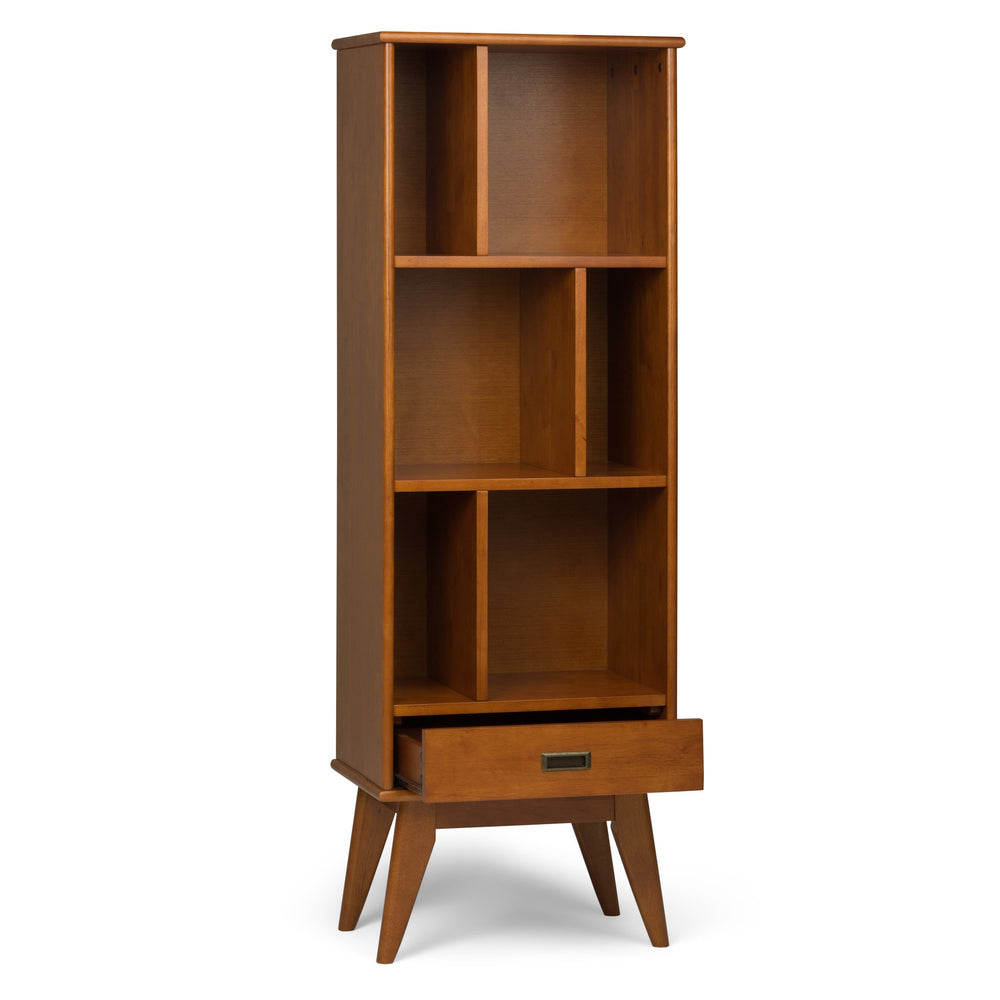 English Elm Draper Mid Century Bookcase & Storage Unit - Stylish Teak Brown Organizer For Modern Living Spaces B136P158158