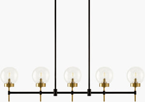 Livabliss Wakre Iron and Glass Chandelier Wide Industrial Fixture for Dining Rooms and Entryways WKR-001