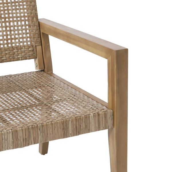 English Elm Christopher Knight Home® - Outdoor Wicker and Acacia Club Chairs Set of 2 - Transitional Flat Weave, Durable Acacia Frame, Breathable Mesh Seating 74228.00MLBRN