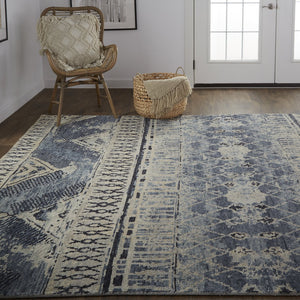 Feizy Rugs Palomar Hand-knotted Wool Rug - Luxurious Low Pile For High-traffic Areas, Stain & Fade Resistant Blue,Gray,Ivory Wool Pal6572fblu000c50