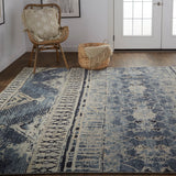 Feizy Rugs Palomar Wool Hand Knotted Farmhouse Rug Blue/Gray/Ivory 2'-6" x 8'