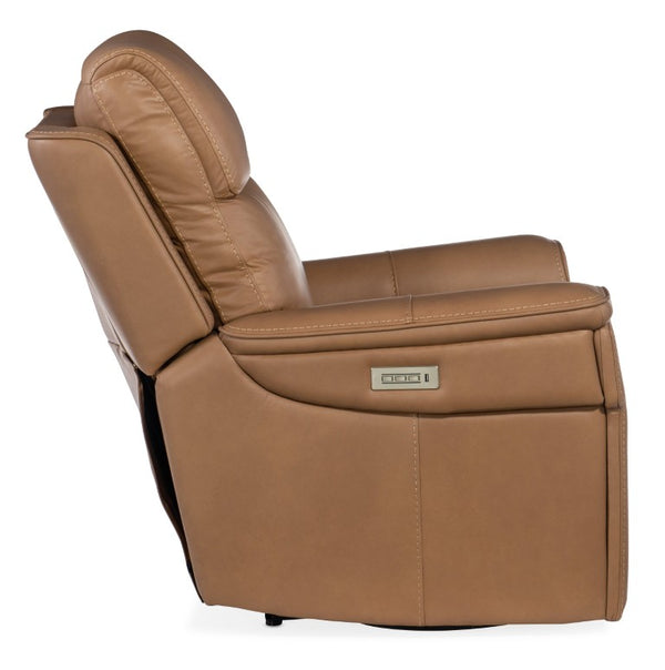 Hooker Furniture Lyra Zero Gravity Recliner In Sahara Sandalwood Leather With Power Headrest, Lumbar & Usb Port Light Brown SS608-PHZL1-082