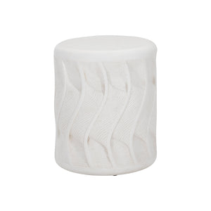 Bernhardt Bernhardt Nautilus-Inspired Outdoor Accent Table — White Stonecast, Weather-Resistant 15" Side Stand X03129