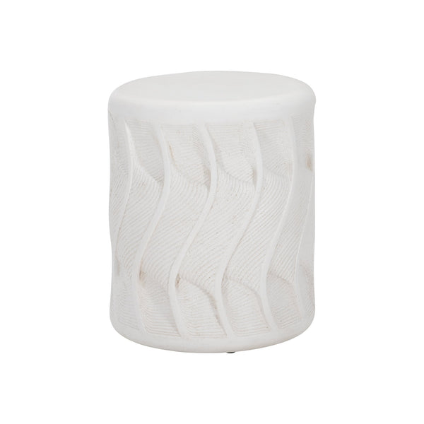 Bernhardt Bernhardt Nautilus-Inspired Outdoor Accent Table — White Stonecast, Weather-Resistant 15" Side Stand X03129