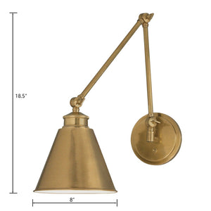 Atlas Aidan 18.5'' High 1-Light Swingarm Sconce - Stylish Adjustable Lighting for Home and Office Spaces Aged Brass WL11002-BS