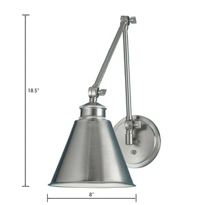 Atlas Aidan 18.5'' High 1-Light Swingarm Sconce - Stylish Adjustable Lighting for Home and Office Spaces Brushed Nickel WL11002-NK