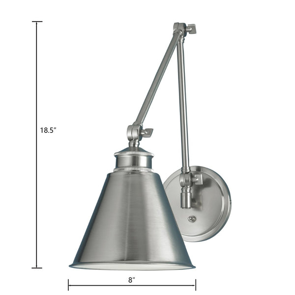 Atlas Aidan 18.5'' High 1-Light Swingarm Sconce - Stylish Adjustable Lighting for Home and Office Spaces Brushed Nickel WL11002-NK