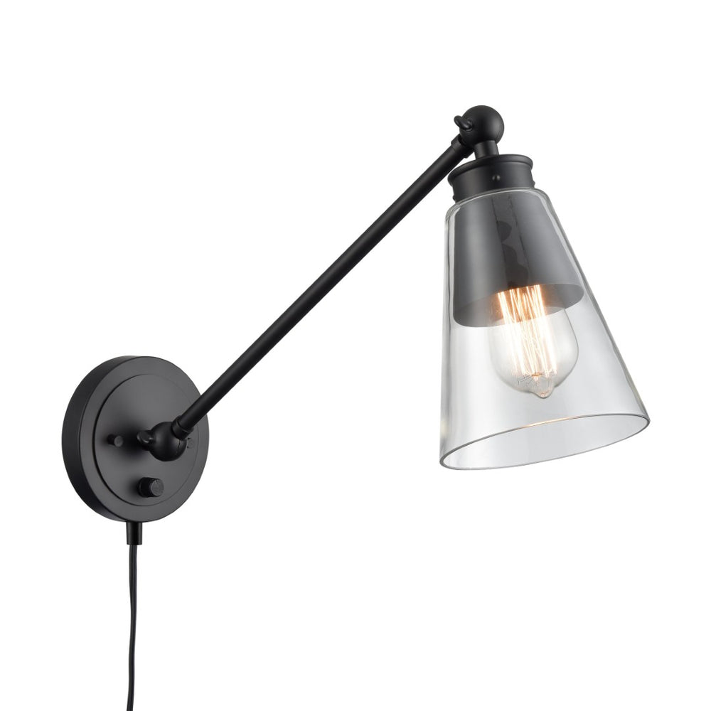 Atlas Albany 1-Light Swingarm Sconce - Matte Black with Adjustable Shade for Stylish Directional Lighting WL11003-BK