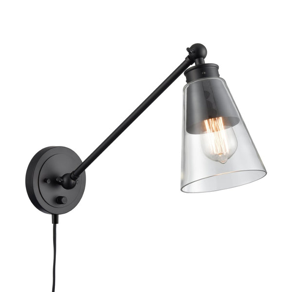Atlas Albany 1-Light Swingarm Sconce - Matte Black with Adjustable Shade for Stylish Directional Lighting WL11003-BK