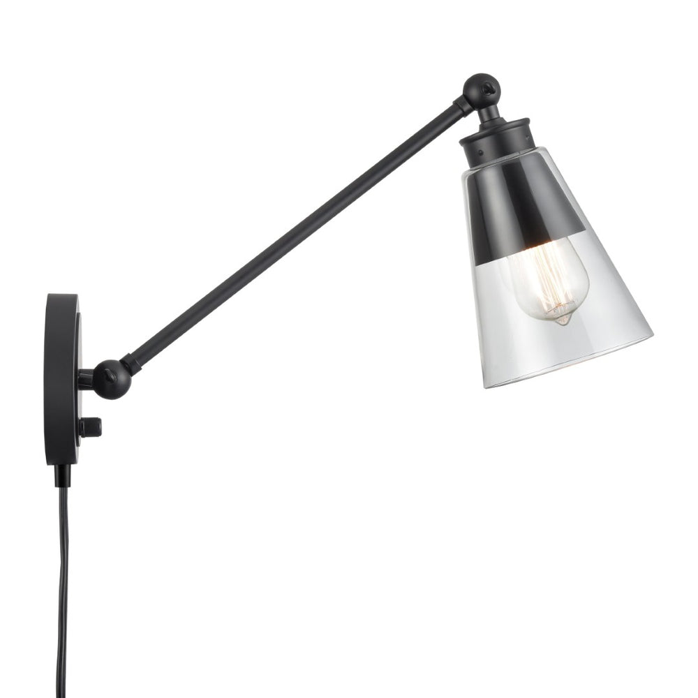 Atlas Albany 1-Light Swingarm Sconce - Matte Black with Adjustable Shade for Stylish Directional Lighting WL11003-BK