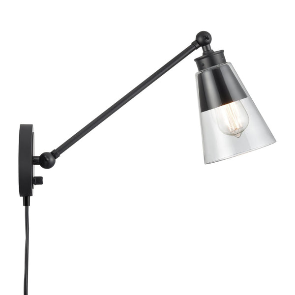 Atlas Albany 1-Light Swingarm Sconce - Matte Black with Adjustable Shade for Stylish Directional Lighting WL11003-BK