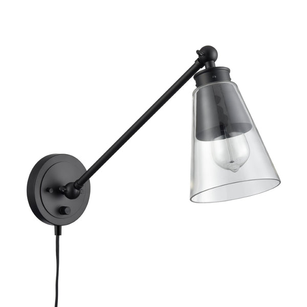 Atlas Albany 1-Light Swingarm Sconce - Matte Black with Adjustable Shade for Stylish Directional Lighting WL11003-BK