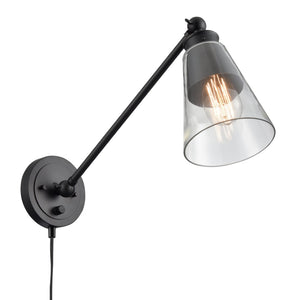 Atlas Albany 1-Light Swingarm Sconce - Matte Black with Adjustable Shade for Stylish Directional Lighting WL11003-BK