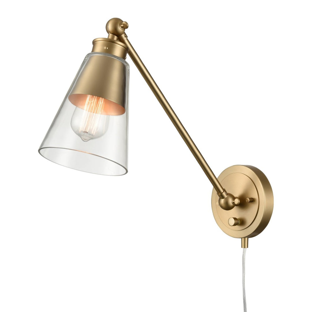 Atlas Albany Adjustable 1-Light Swingarm Sconce - Modern Brushed Gold Design for Sophisticated Spaces WL11003-GD