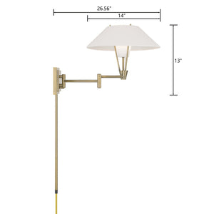 Atlas Cody 13-Inch High Swingarm Sconce - Modern Design for Versatile Ambient and Task Lighting Solutions Antique Brass WL11005-BS