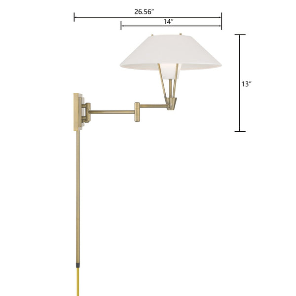 Atlas Cody 13-Inch High Swingarm Sconce - Modern Design for Versatile Ambient and Task Lighting Solutions Antique Brass WL11005-BS