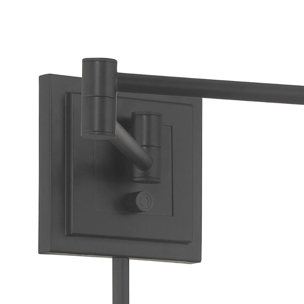Atlas Dillon 6.75'' High 1-Light Swingarm Sconce - Modern Versatility with Classic Glass Diffuser Design Matte Black WL11006-BK