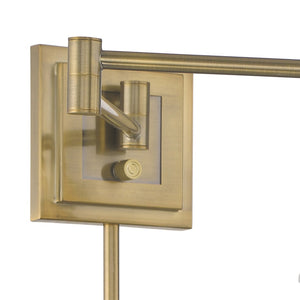 Atlas Dillon 6.75'' High 1-Light Swingarm Sconce - Modern Versatility with Classic Glass Diffuser Design Antique Brass WL11006-BS